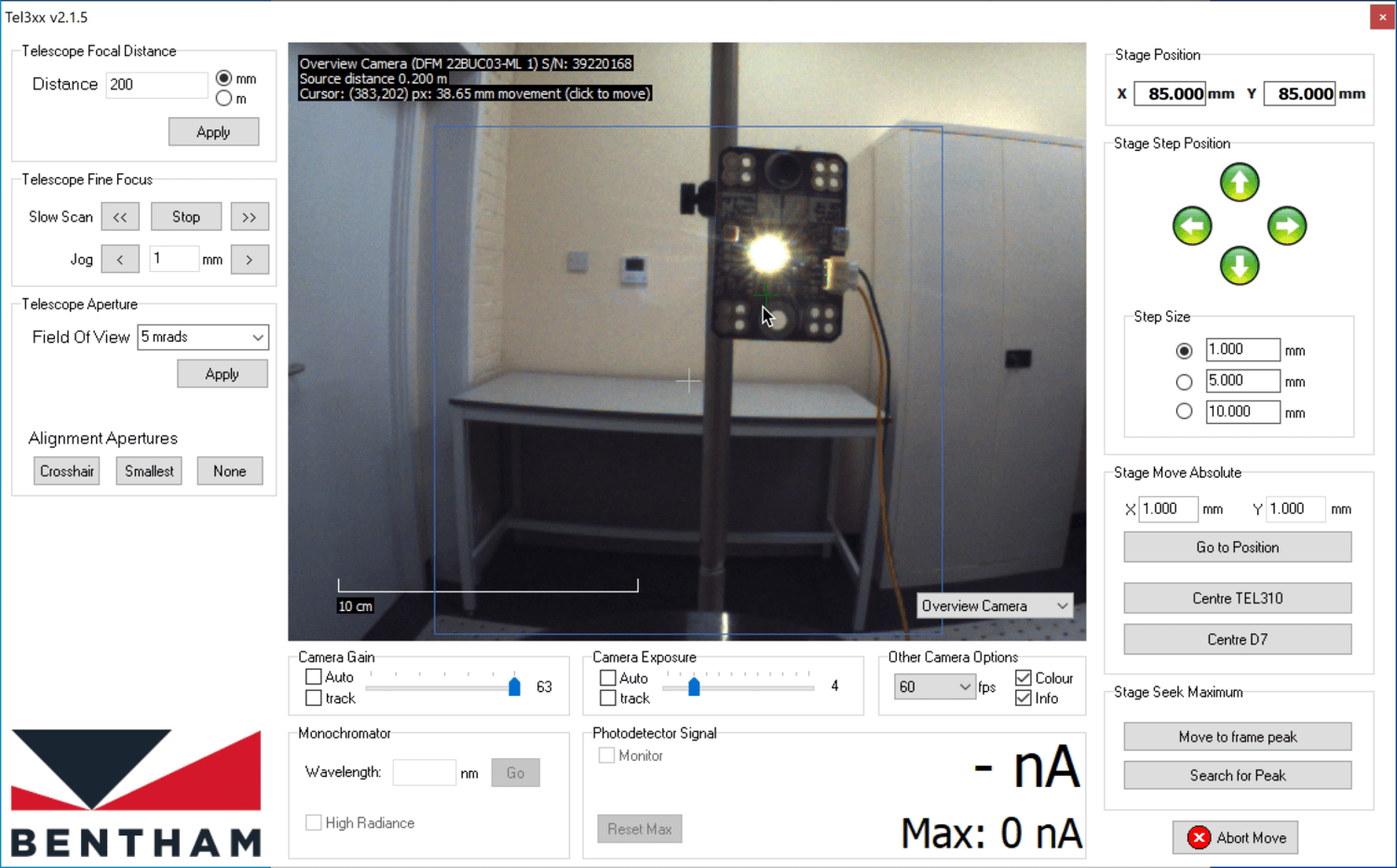 TEL310 wide angle alignment camera view